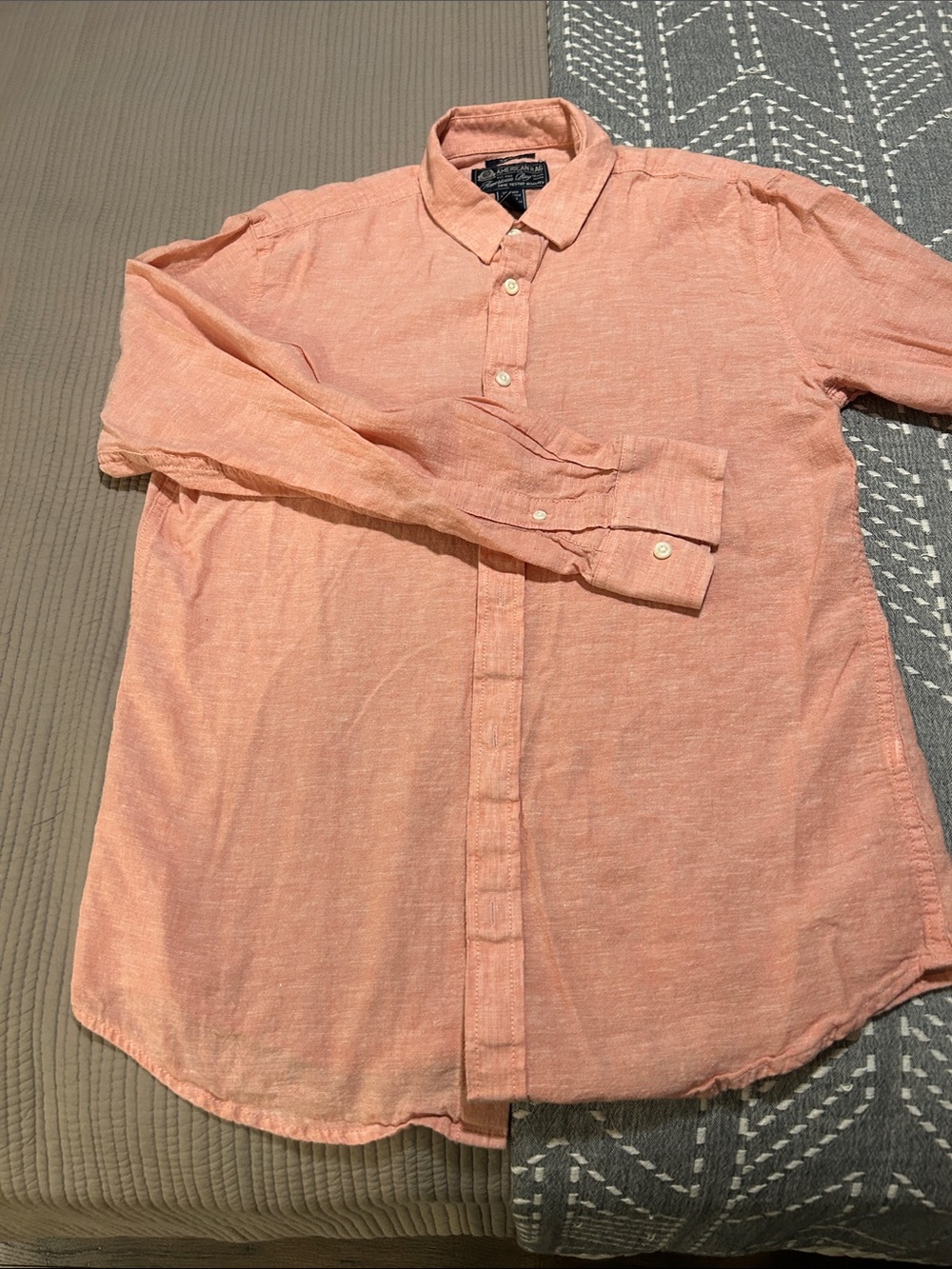 American Rag Men’s Peach Button-Down Long Sleeve Shirt